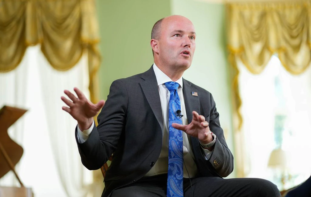(Francisco Kjolseth | The Salt Lake Tribune) Utah Gov. Spencer Cox sits down for an interview at the governor’s mansion to talk about the ongoing drought and the Great Salt Lake on Tuesday, July 19, 2022.